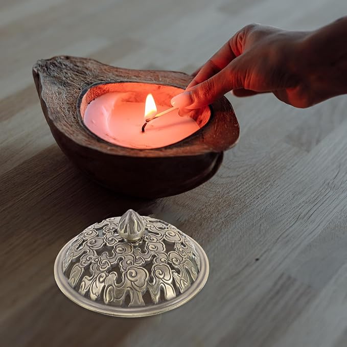 LEDMOMO 香炉 蓋 カバー 銅製 透かし彫り 直径8cm アンティーク 火屋