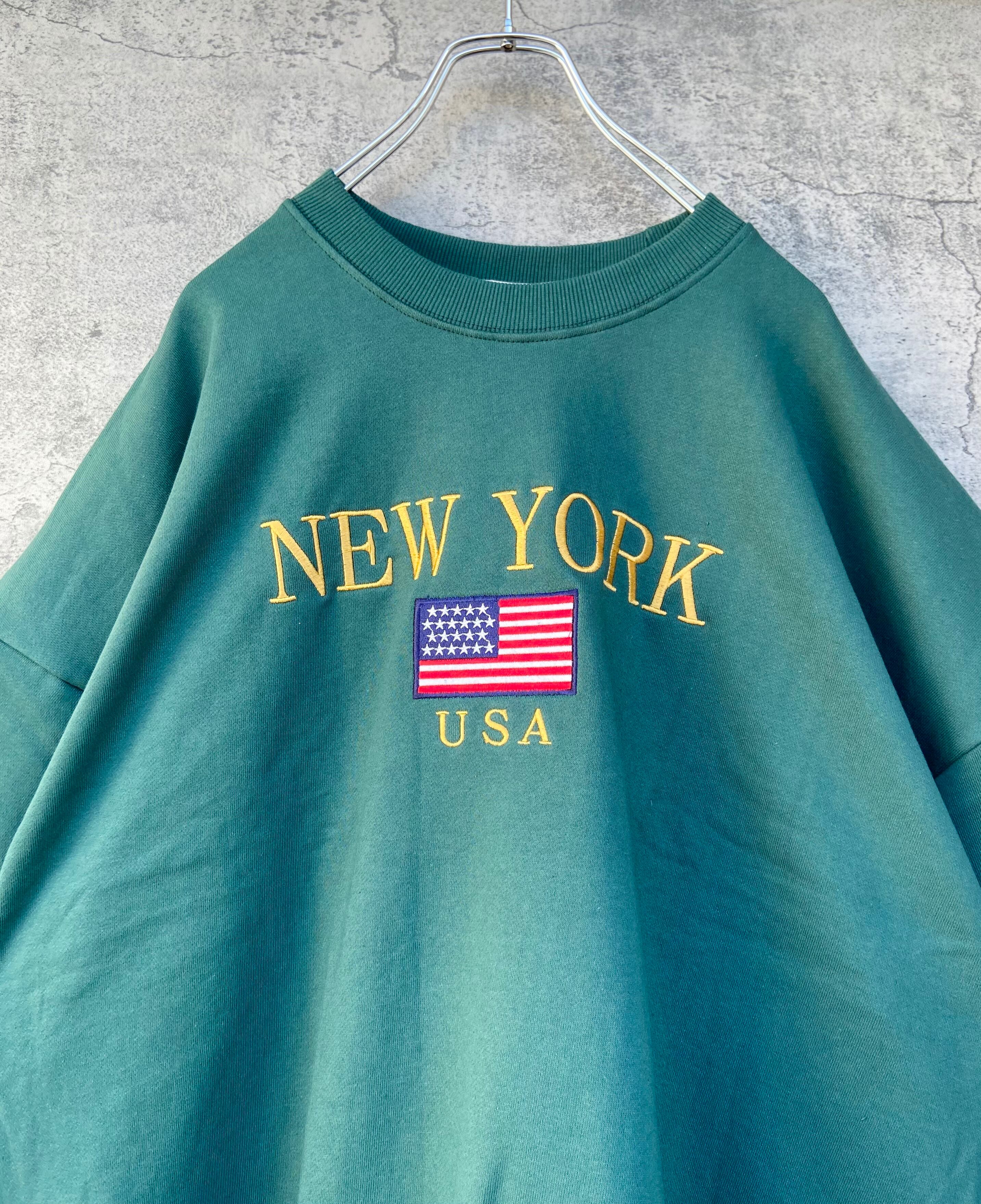 新品 USA 刺繍 スウェット 緑 オーバーサイズ