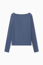 FOURAM - SHEER VELOR BOATNECK ：Blue｜シアーベロア／ボートネック／ロングスリーブ