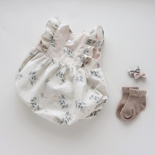 ロンパース 女の子 グレージュ