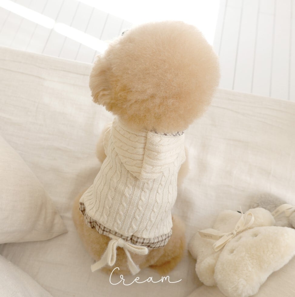 S.M/即納【near by us】cable knit crop top (cream)
