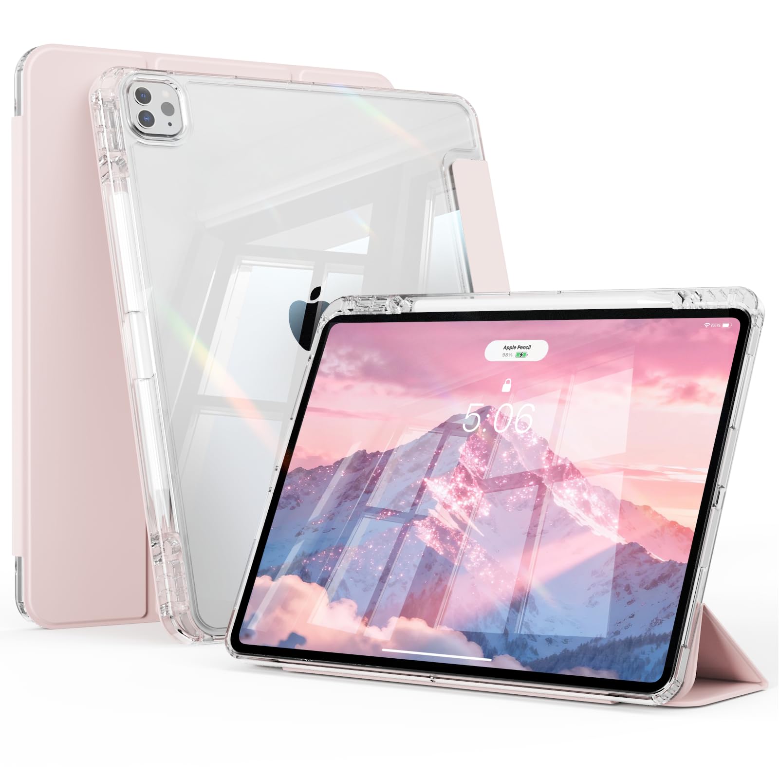 ZOPSGYU iPad Air 13インチ ケース M4/M3/M2 iPad Pro 12.9インチ 第6/5世代 ケース ピンク