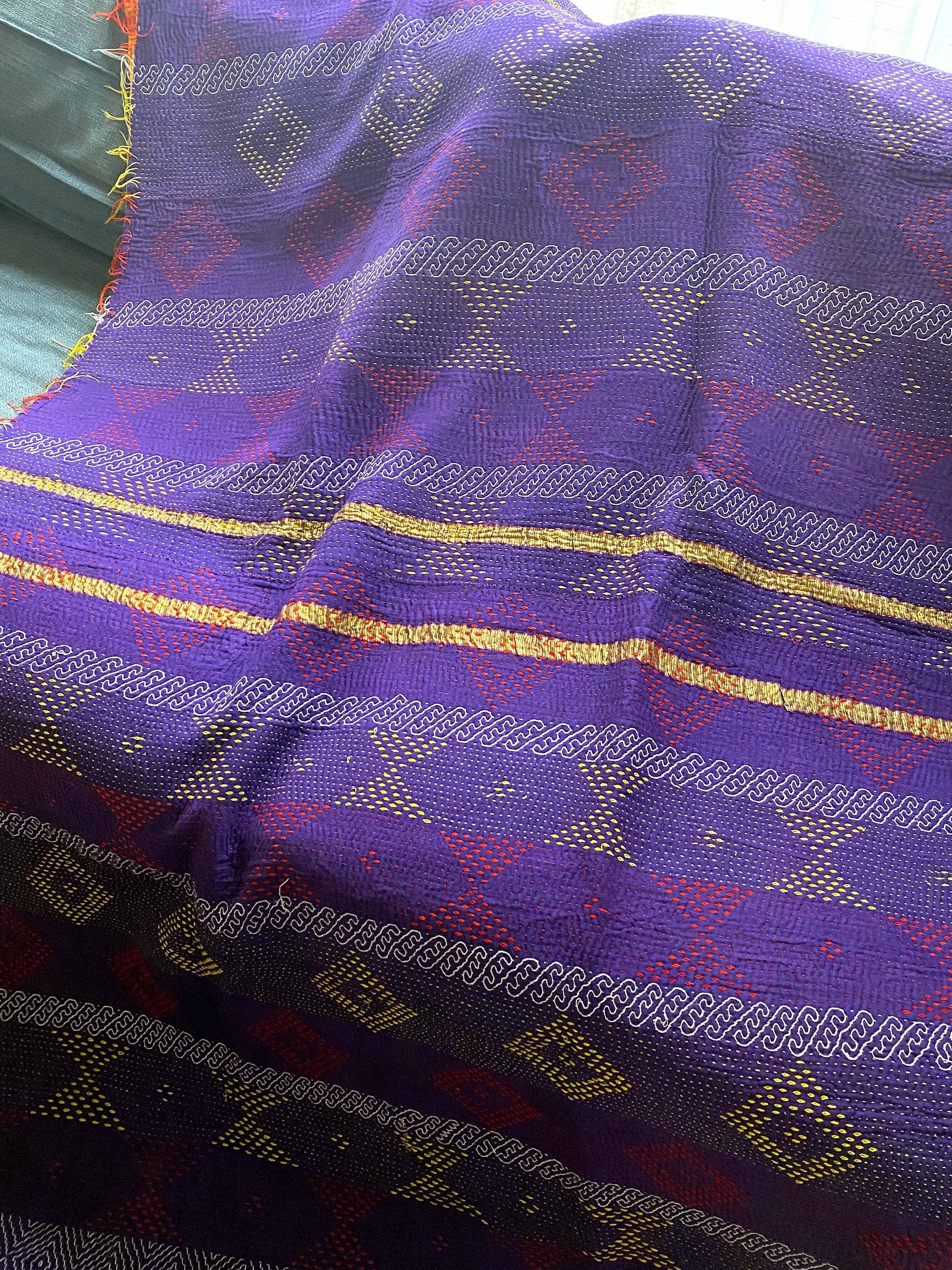 カンタ　ラリーキルト　リバーセーブル　大半キルト　バングラデシュ手縫いカンタ カンタ ラリーキルト リバーセーブル 大半キルト バングラデシュ手縫い