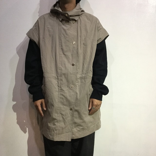 『送料無料』VINCEビンス フード付き半袖コート ベージュ ユニセックス L