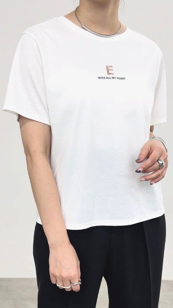 NUS コットンスムースナノシアー Tシャツ No.601-35023 オフホワイト×ベージュ 9号 ヌース