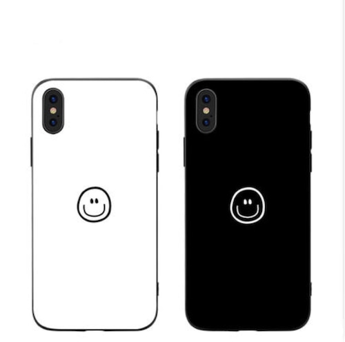 笑顔 iPhoneXSケース 白 黒 iPhoneXRカバー ペア用スマホケース