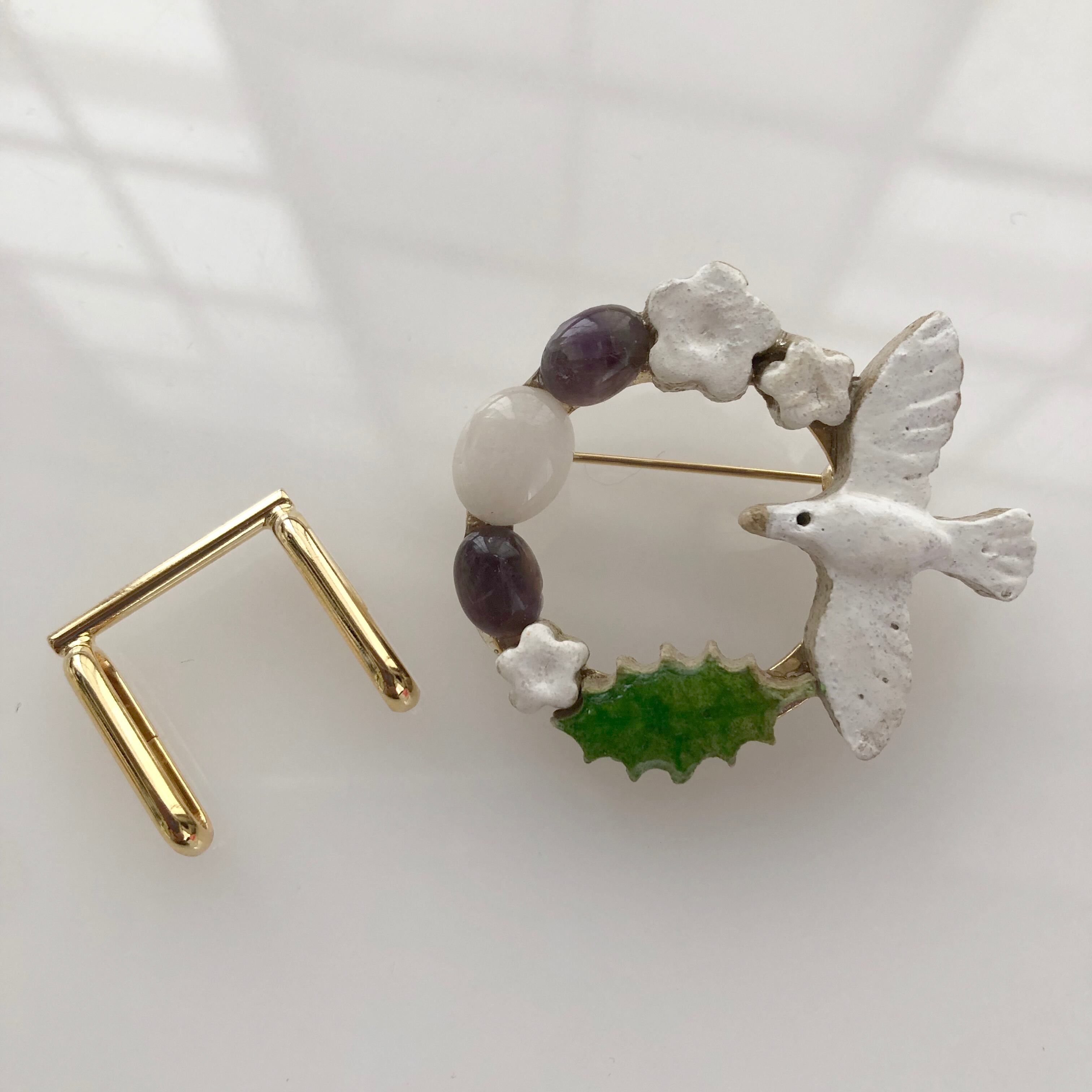金工細工 ヤワ 千鳥模様 帯留 金工細工 ヤワ 千鳥模様 帯留