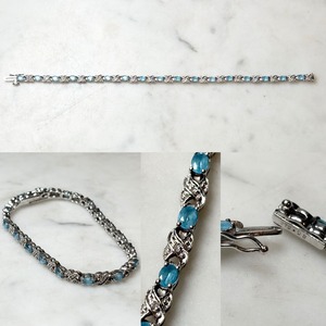 vintage 9ct gold topaz & diamond bracelet
