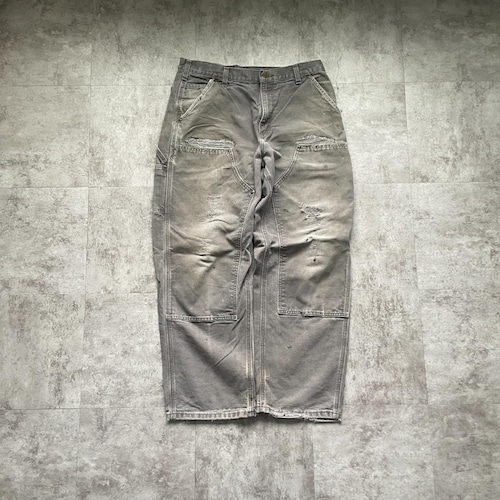 襤褸 USA生地製 グレー ダブルニー Carhartt B136 35×30