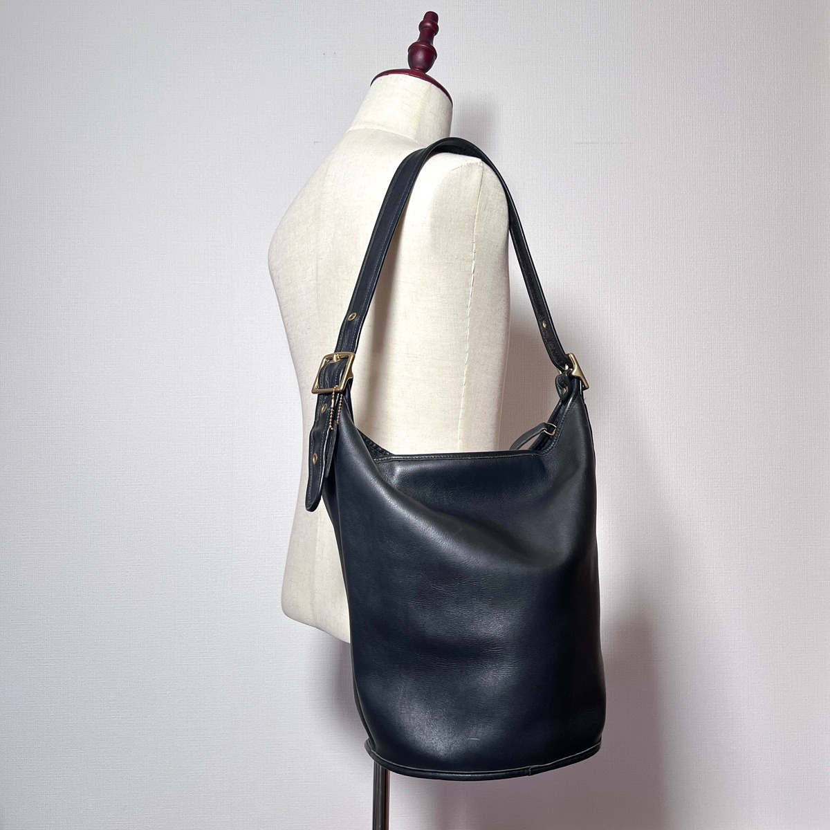 Coach オールドコーチ バケツ型 9085 ショルダーバッグ 黒 レザー 