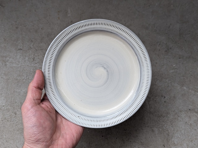 小石原焼　パン皿（飛びカンナ2トーン）　|　上鶴窯