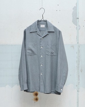 vintage solid gray brushed cotton rayon flannel open collar shirt