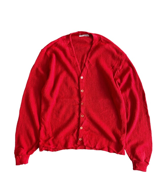 Vintage 60s Alpaca knit cardigan -RED-