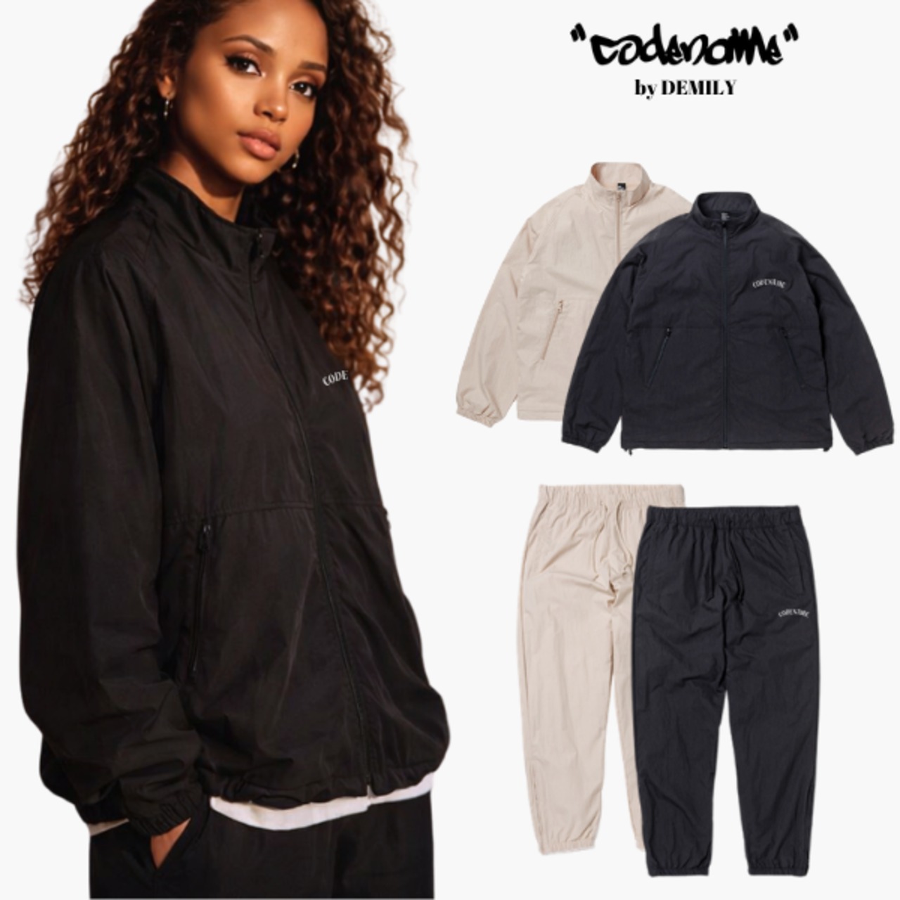 CODENAME "Arch Logo" Track Jacket (Black/Cream) - 1