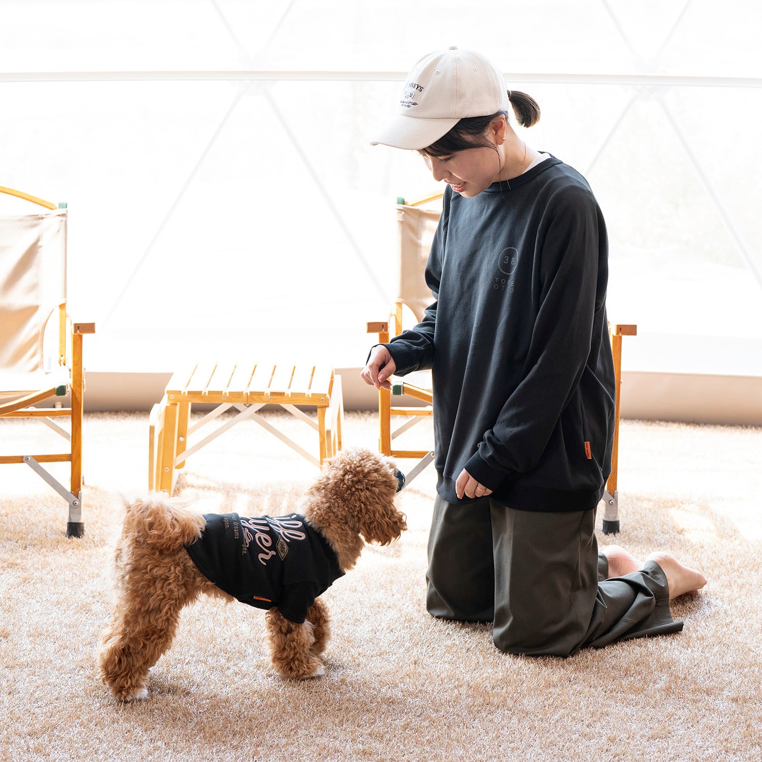 もちのび刺繍ラグランロンT（BLACK） | 38explore