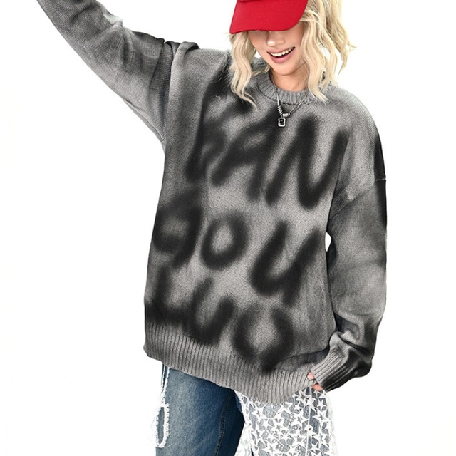 spray full lettering knit　スプレーフルレタリングニット　J1370