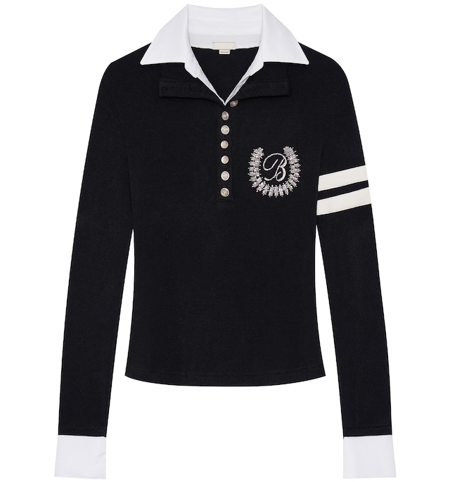 【bonnae】Beaded double collar top (Black)