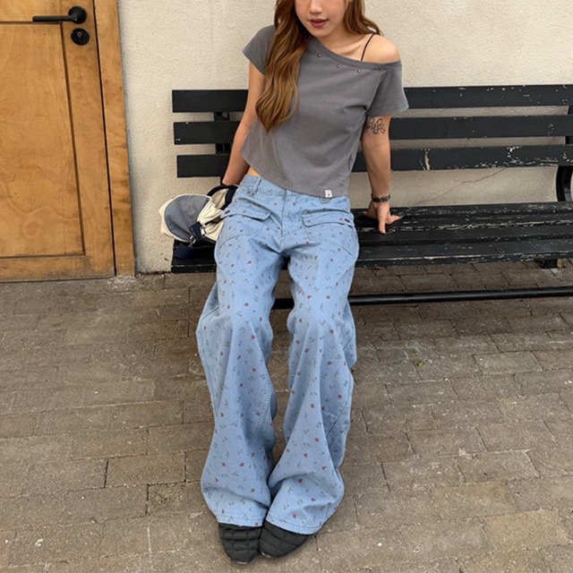flower pocket colored pants　フラワーポケットカラーパンツ　J2065
