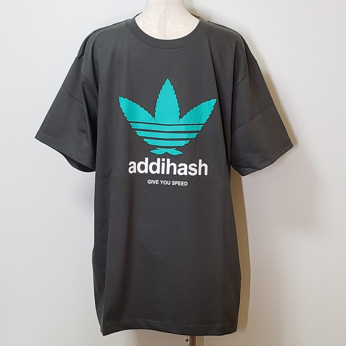 送料無料□addihash□パロディ☆おもしろTシャツ【オリーブグレー】M 