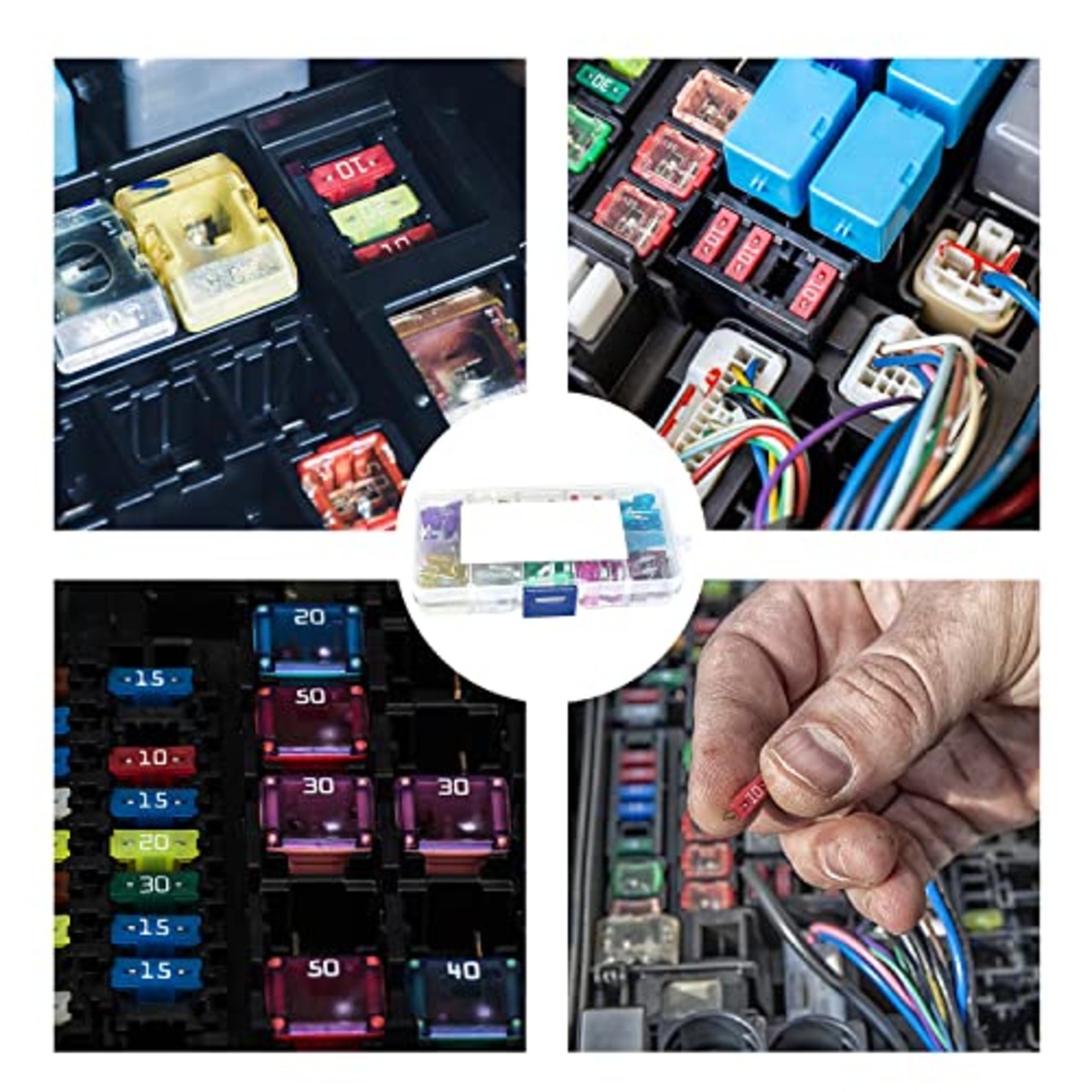 車用ヒューズ 【60個セット】ブレードヒューズ 小型ヒューズ 車用ヒューズセット取り付けが簡単 車/トラック/オートバイ用電装必需品（5A/10A/15A/20A/25A/30A）透明収納ケース付き