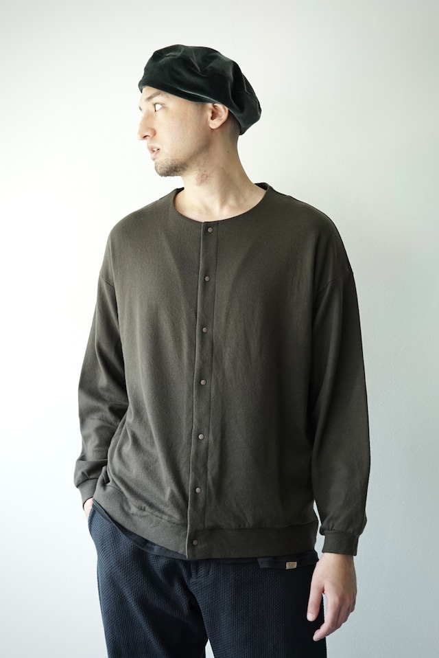 Super140s WashableWool / SnapCardigan (OLIVE)