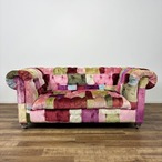 HALO BENSINGTON 2P SOFA ハロー ベンジントン 2P ソファ VELVET PATCHWORK BOHEM ベルベット パッチワーク 二人掛けソファ ヴィンテージ風【中古】【400サイズ】