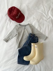 韓国子供服 / minirobe / 26Autumn / エディストライプボタンT / 秋服 *S~XL*