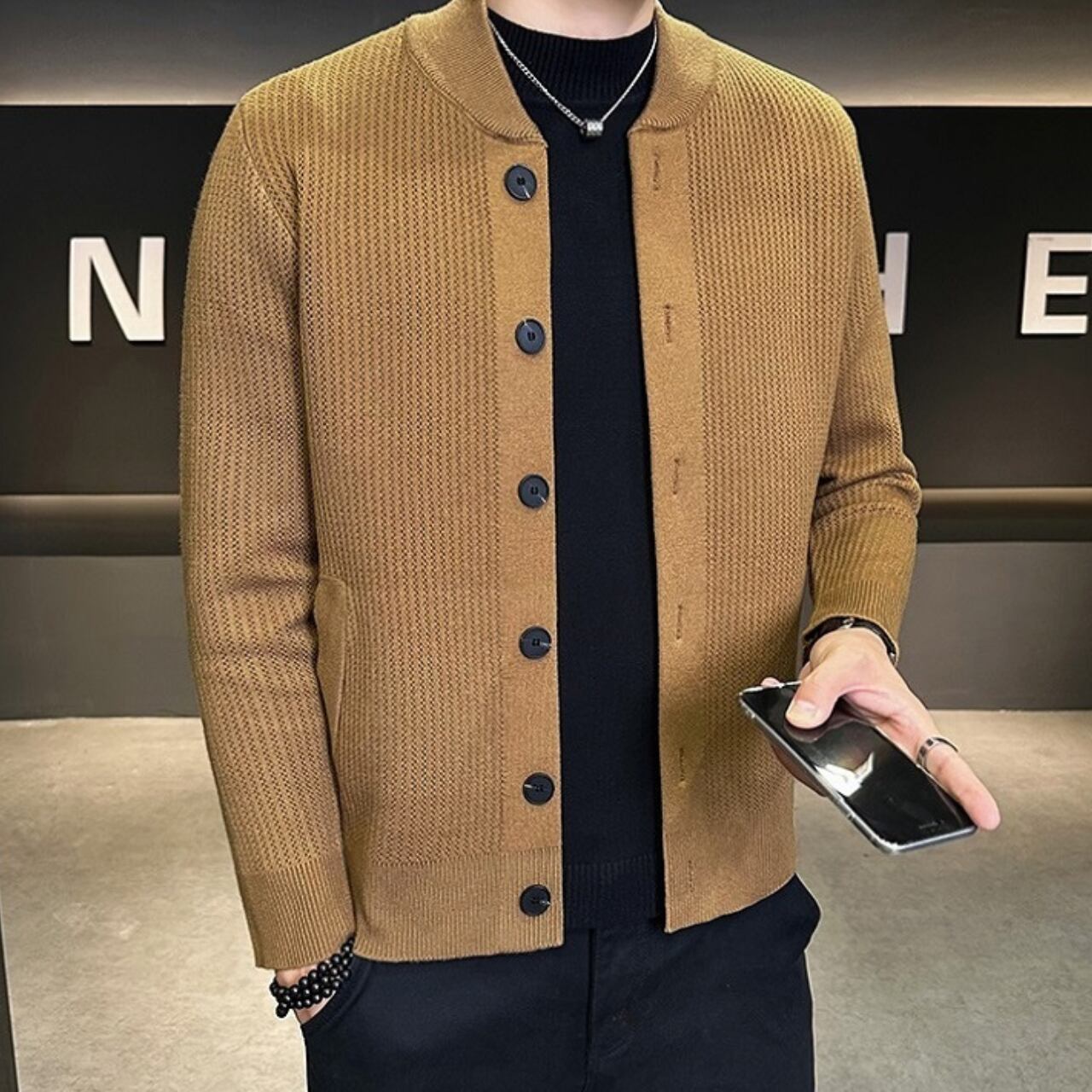 ラウンドネック スタイリッシュ カーディガン 4色 11275