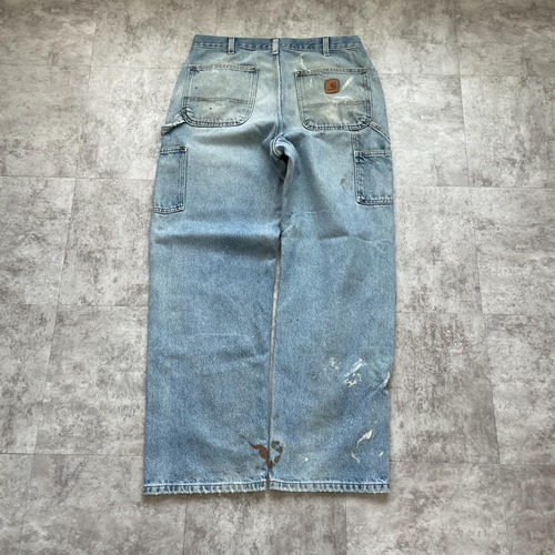 襤褸メキシコ製 デニム ダブルニー Carhartt B73 DST 33×32 詳細写真3