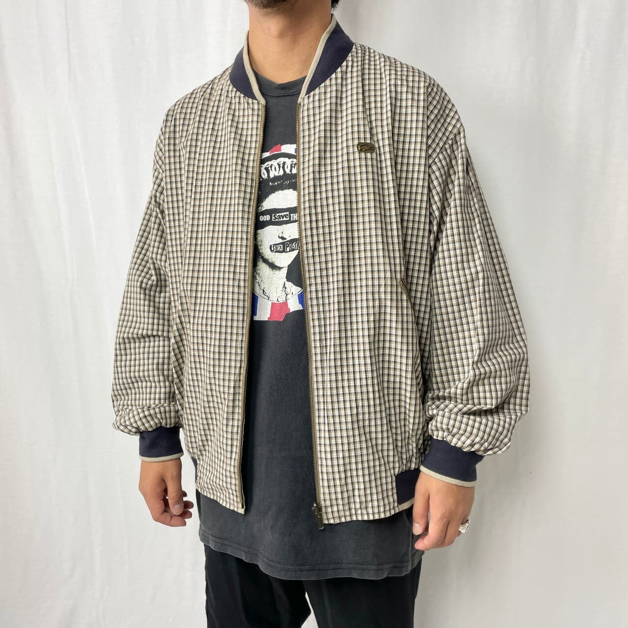 LACOSTE ラコステ チェック柄 リバーシブル ブルゾン メンズXL相当  