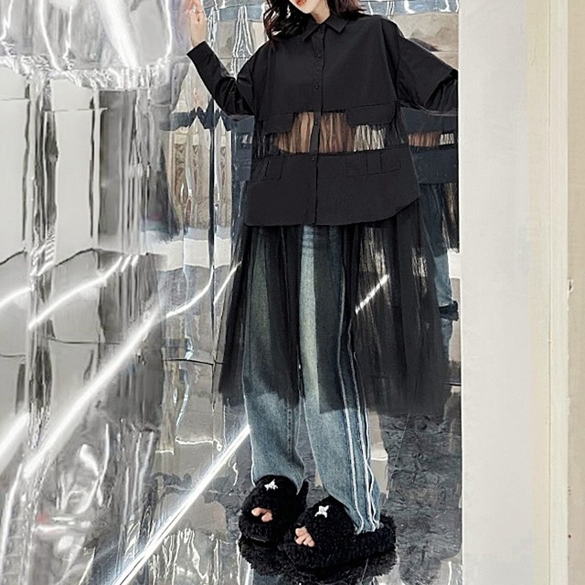 See-through long tunic C0151