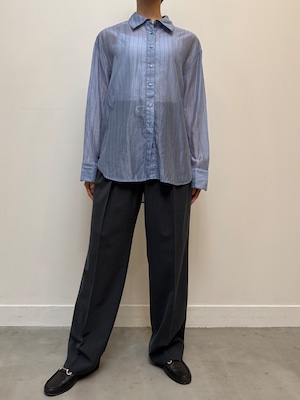 BL13-8 USED STRIPE SHEER SHIRT -BLUE-