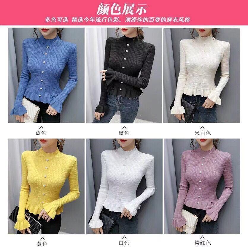 フロントパールフレア袖ニット