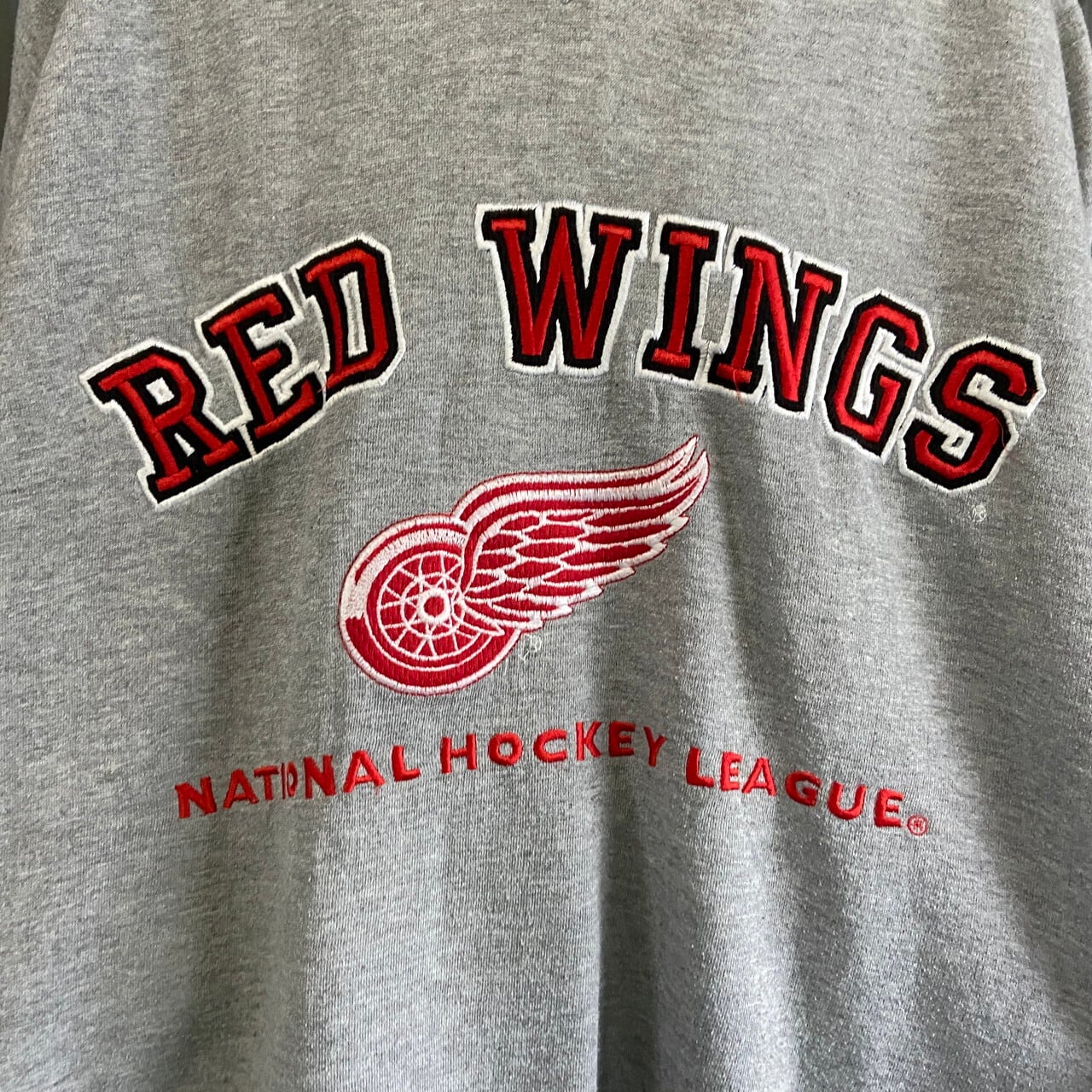 ビックサイズ 90年代 NHL デトロイト・レッドウィングス チームロゴ刺繍 フェイクレイヤード スウェットパーカー メンズ2XL相当 古着