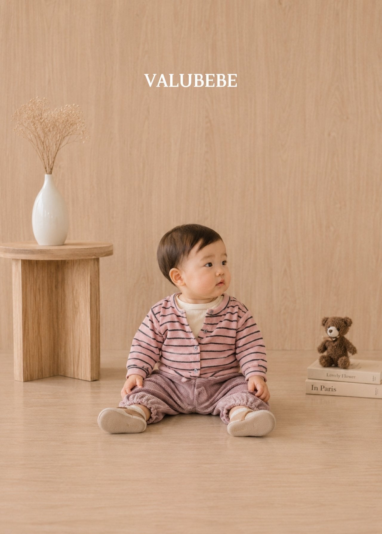 送料無料【予約】/ ベロアストライプパンツ/ valubebe