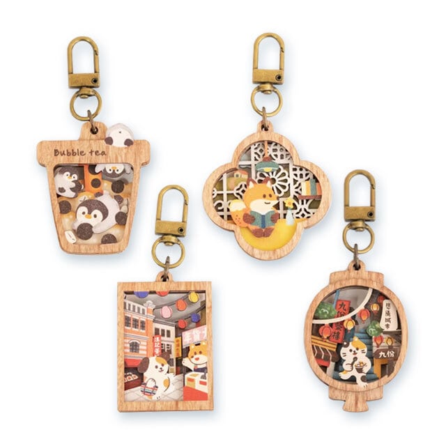 木製 木はり絵キーホルダー(動物)