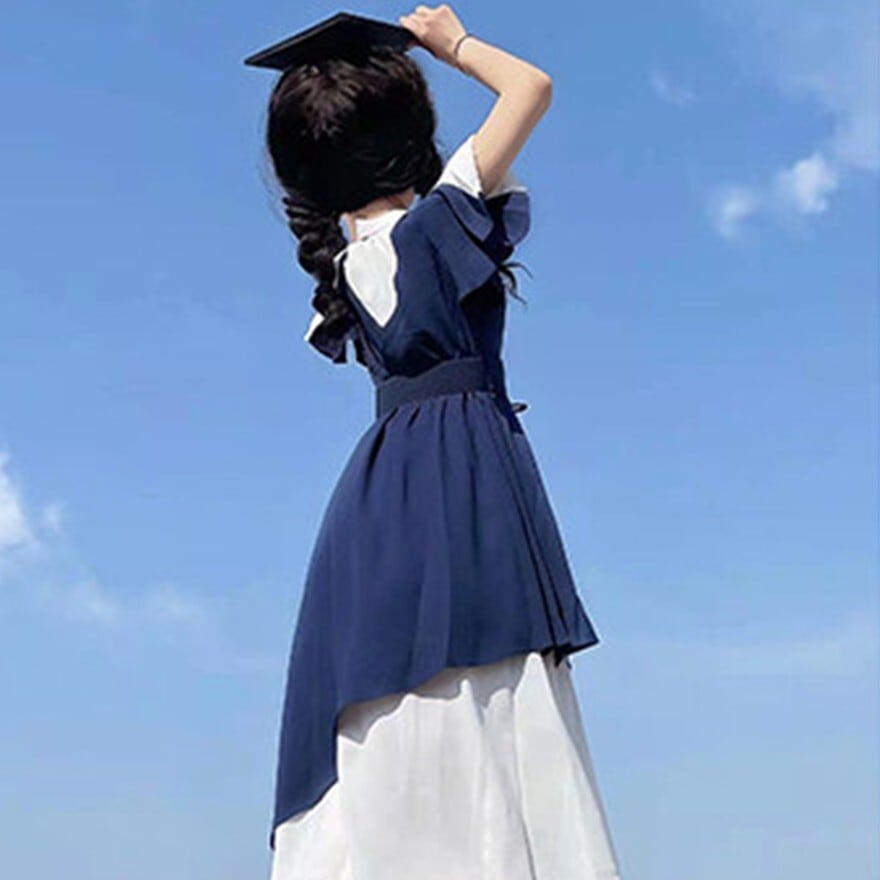 ロリータファッション セーラー風セットアップ ネイビー シフォン