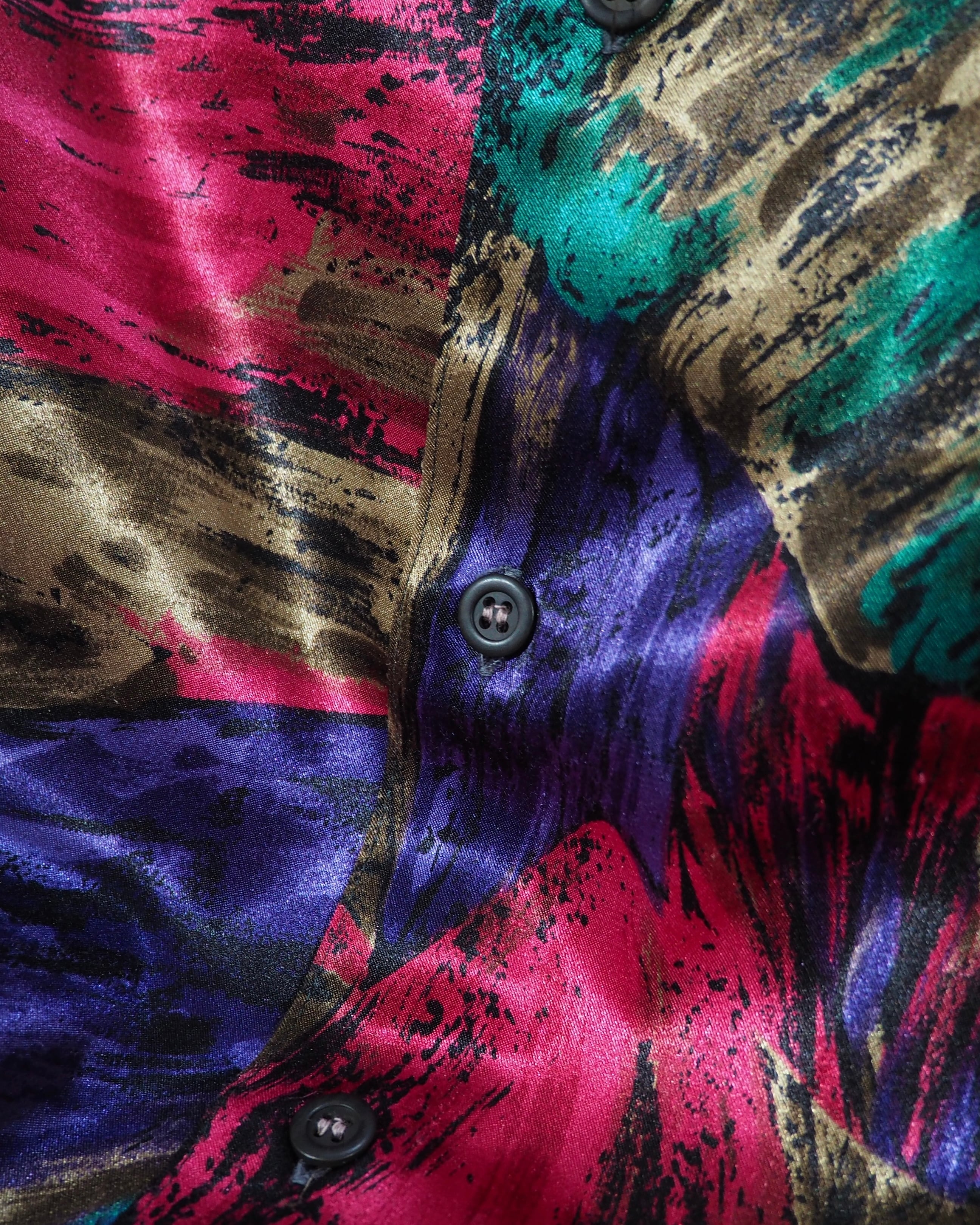 1980 - 90s Bewitching Multi Color painted vintage Drape loose Shirt