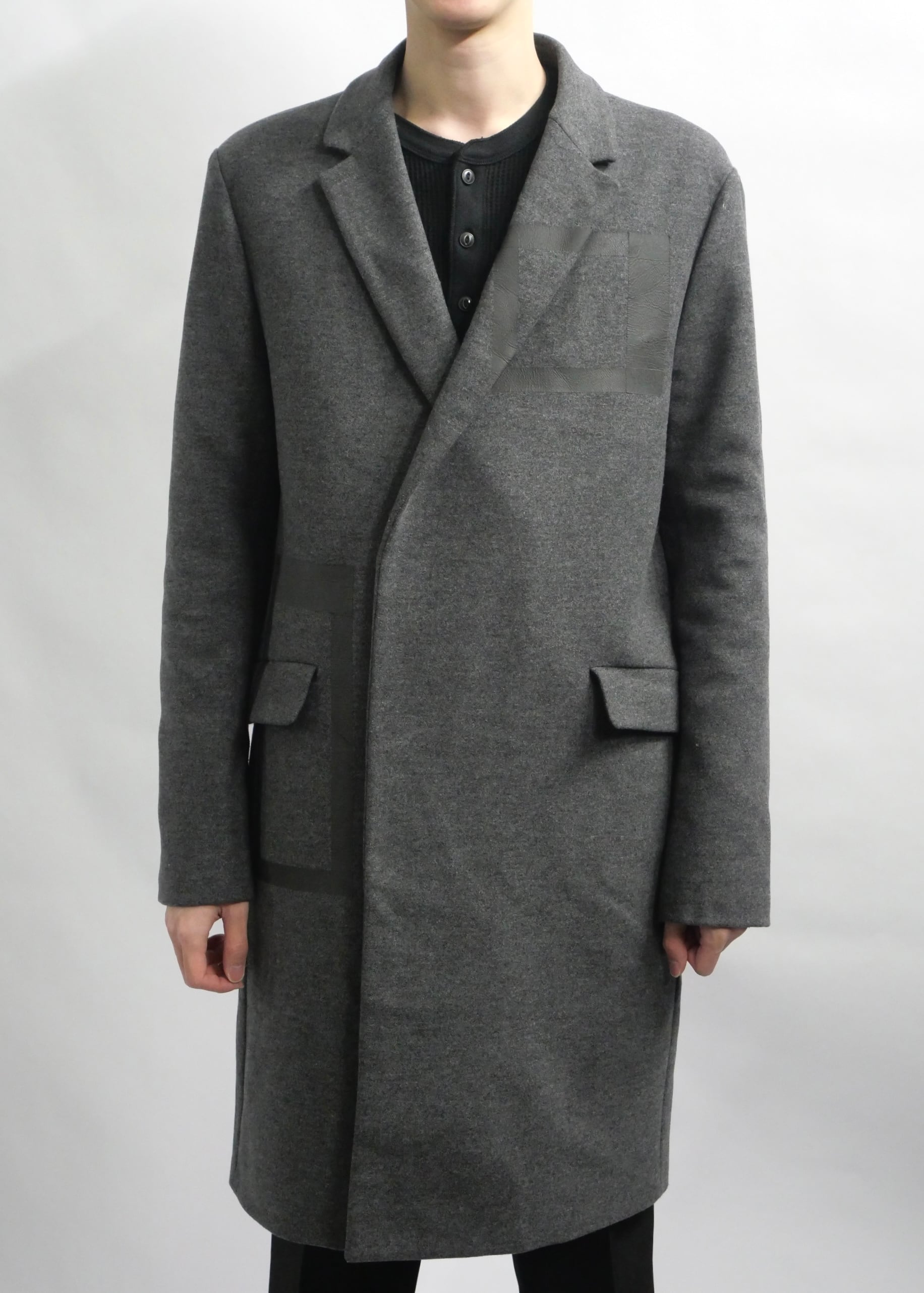 AW2016 "EMPORIO ARMANI" block taping melton chester coat
