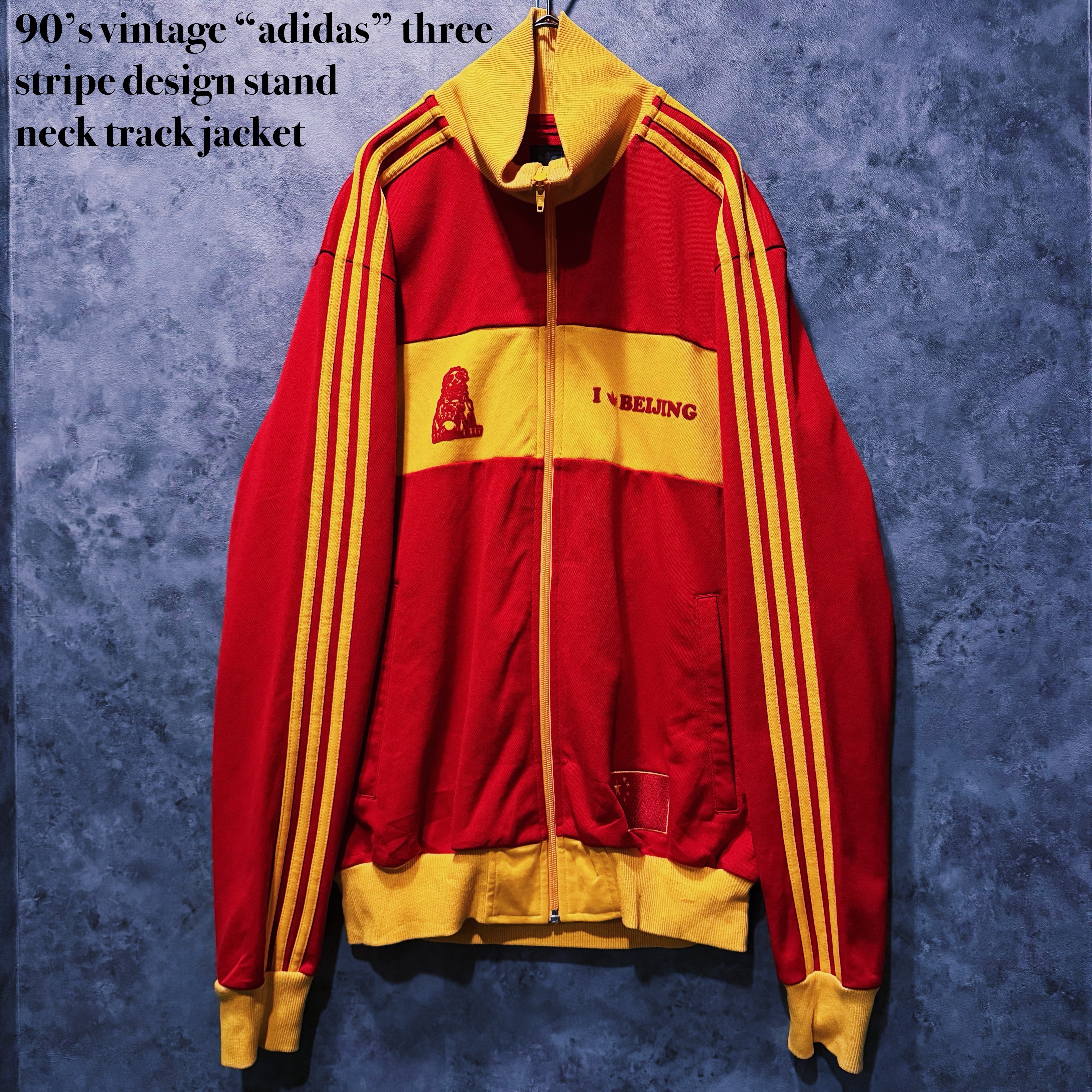 【doppio】90’s vintage “adidas” three stripe design stand neck track jacket