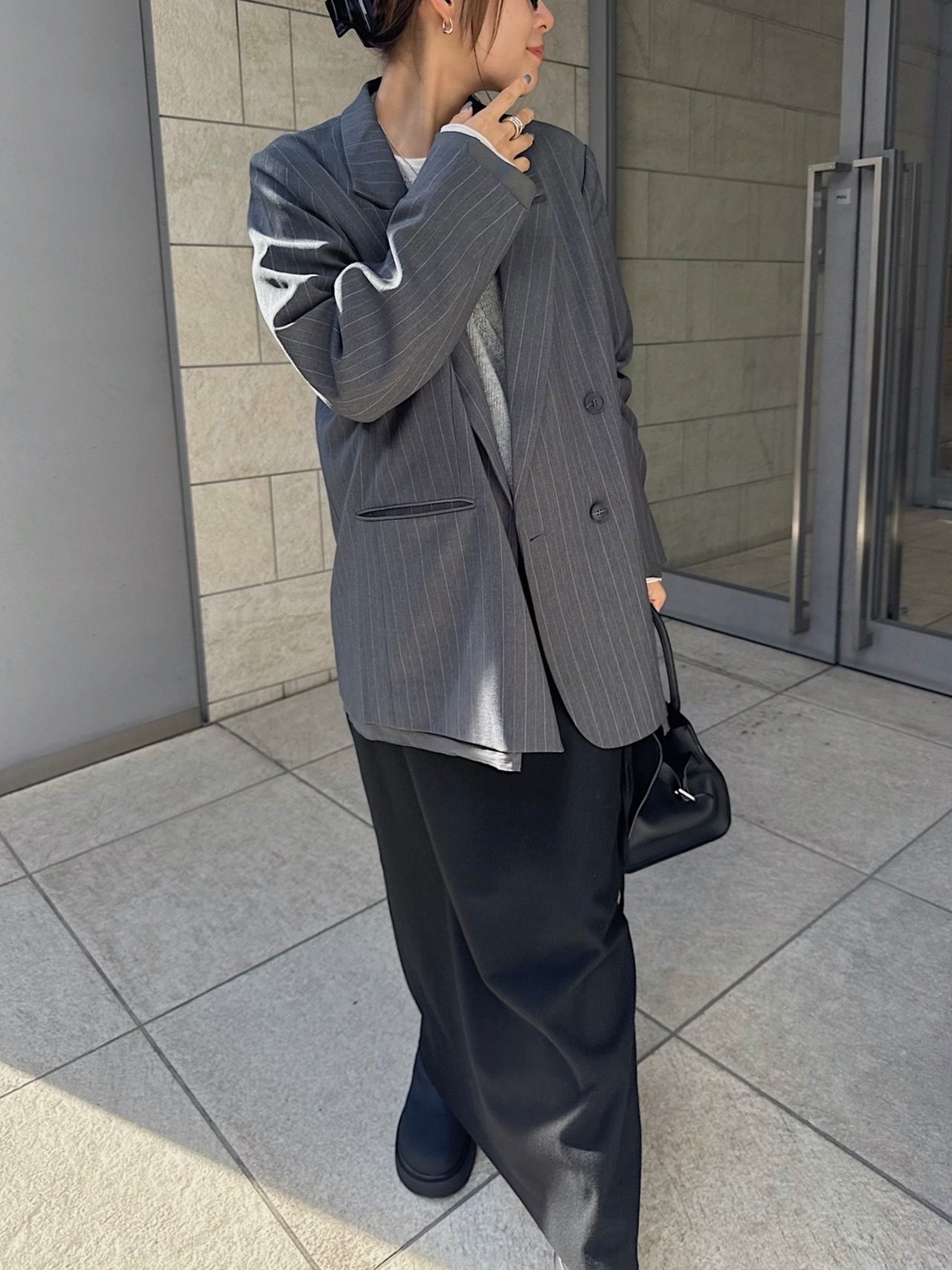 peaked lapel hem docking JKT