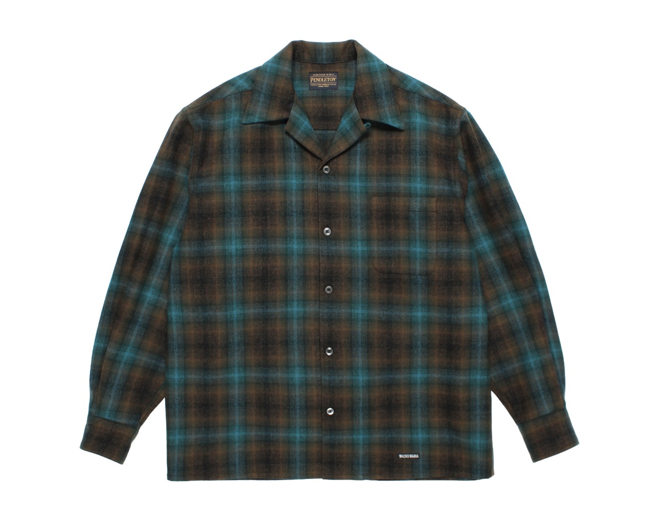 【WACKO MARIA】PENDLETON / WOOL OMBRE CHECK OPEN COLLAR SHIRT (TYPE-1)