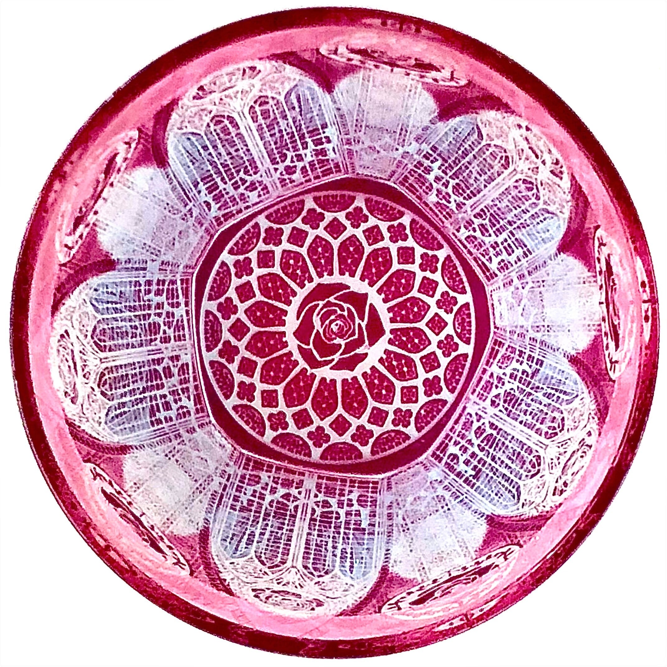 アクリルアート「赤い江戸切子と桔梗、撫子」１点物、手描き、真筆。 M-131-2 剣矢来重文様 オールド ペア – 硝子工房 彩鳳