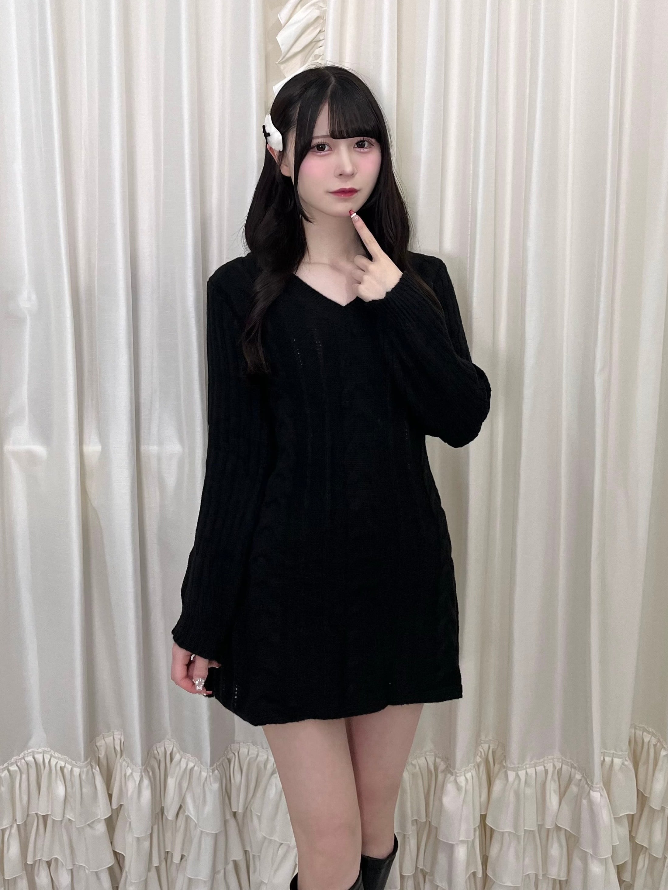 style up cable knit op-white