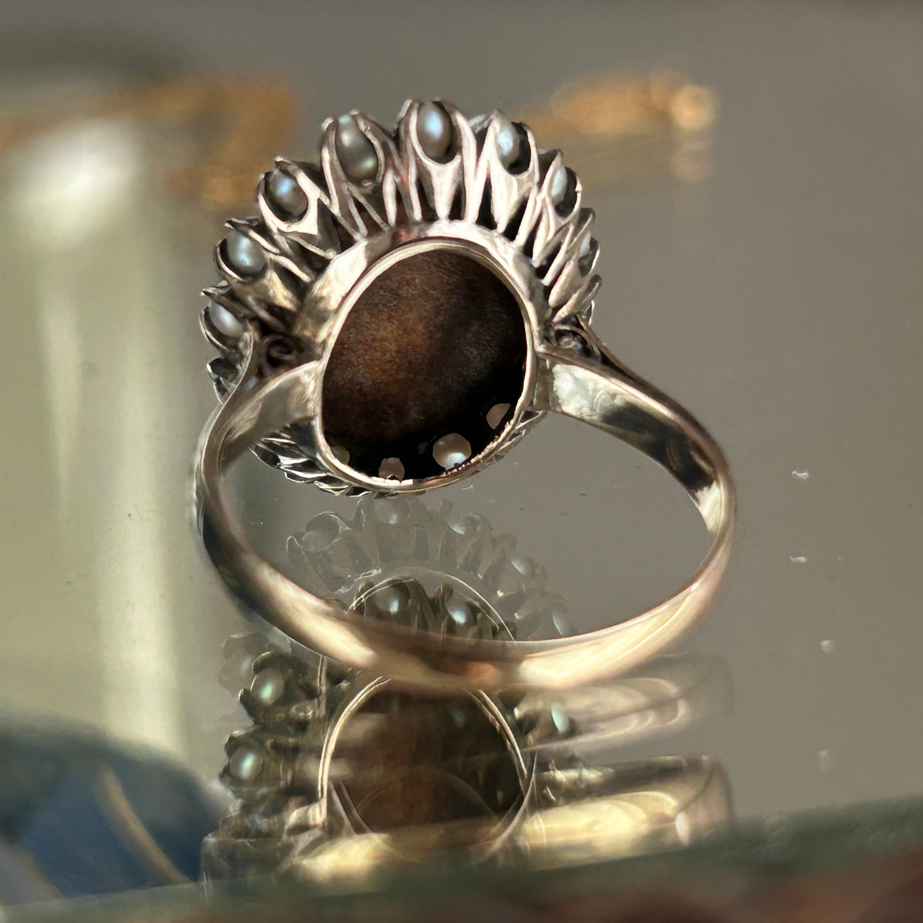 Viotage K12合成ルビーカボッションあこやベビーとりまきリング