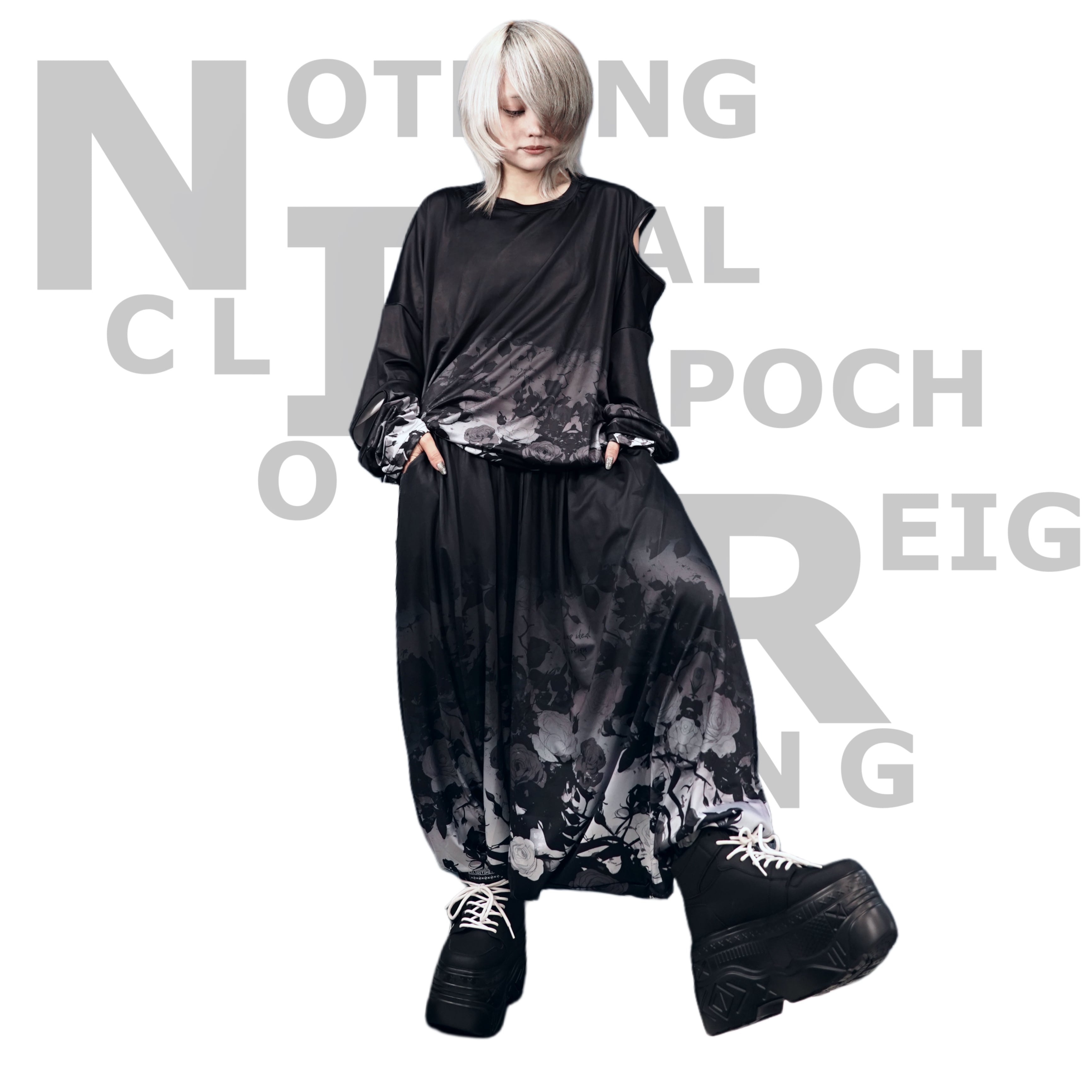 白黒GRADATION ROSEワイドサルエルパンツ | NIER CLOTHING