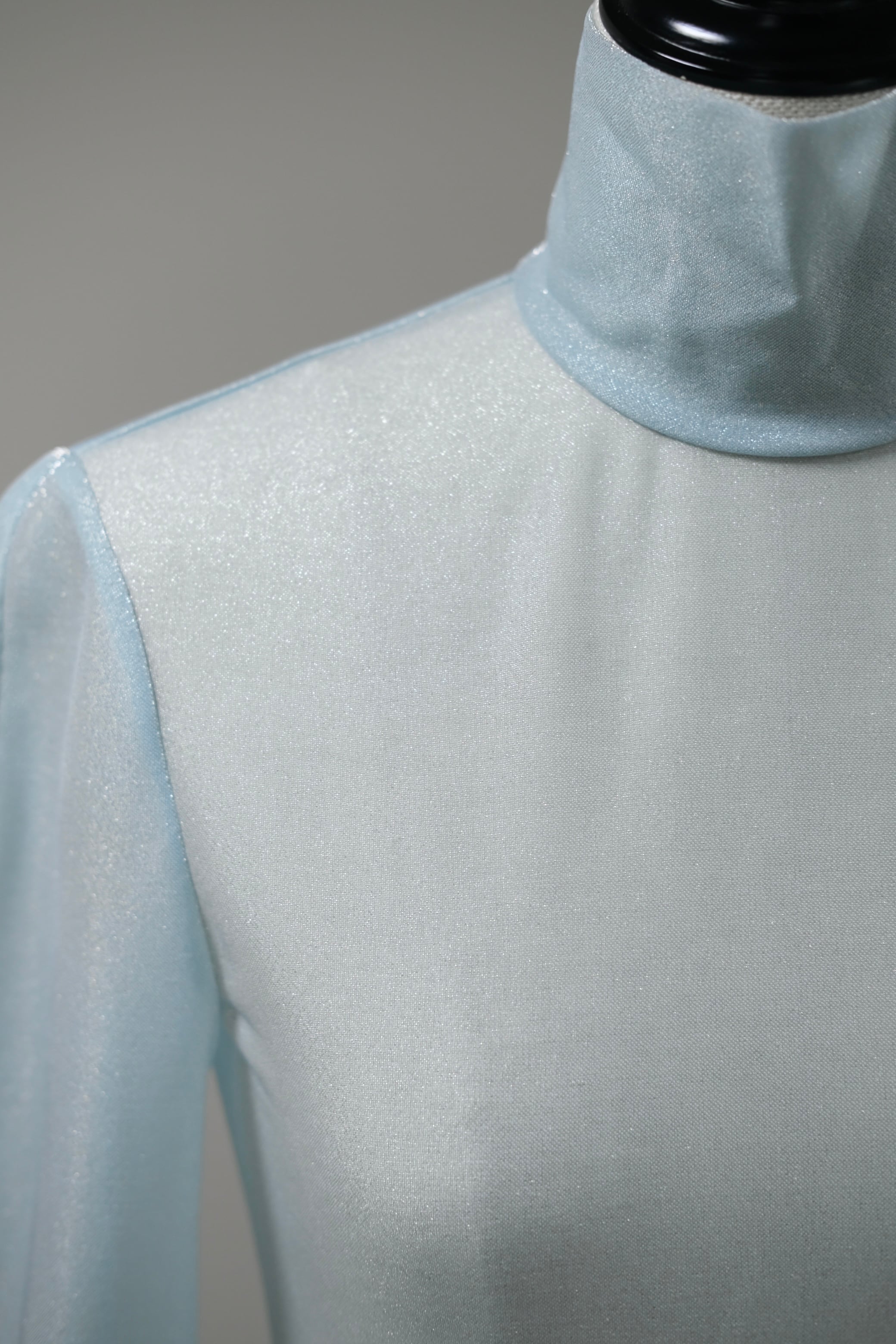 Mame Kurogouchi】Lamé Jersey High Neck Sheer Top - mintgreen - | loop