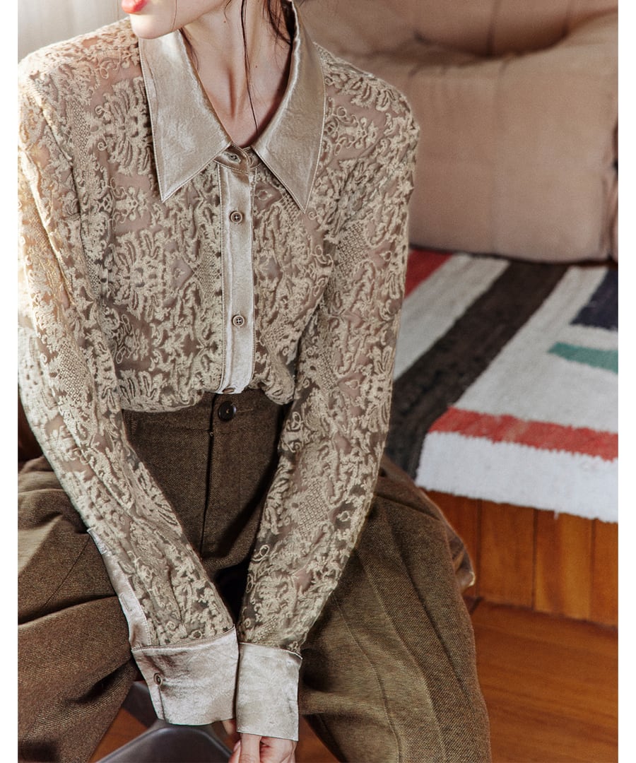 レースシアーシャツ【t-10219】