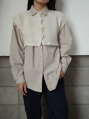〈vintage〉beige check shirt