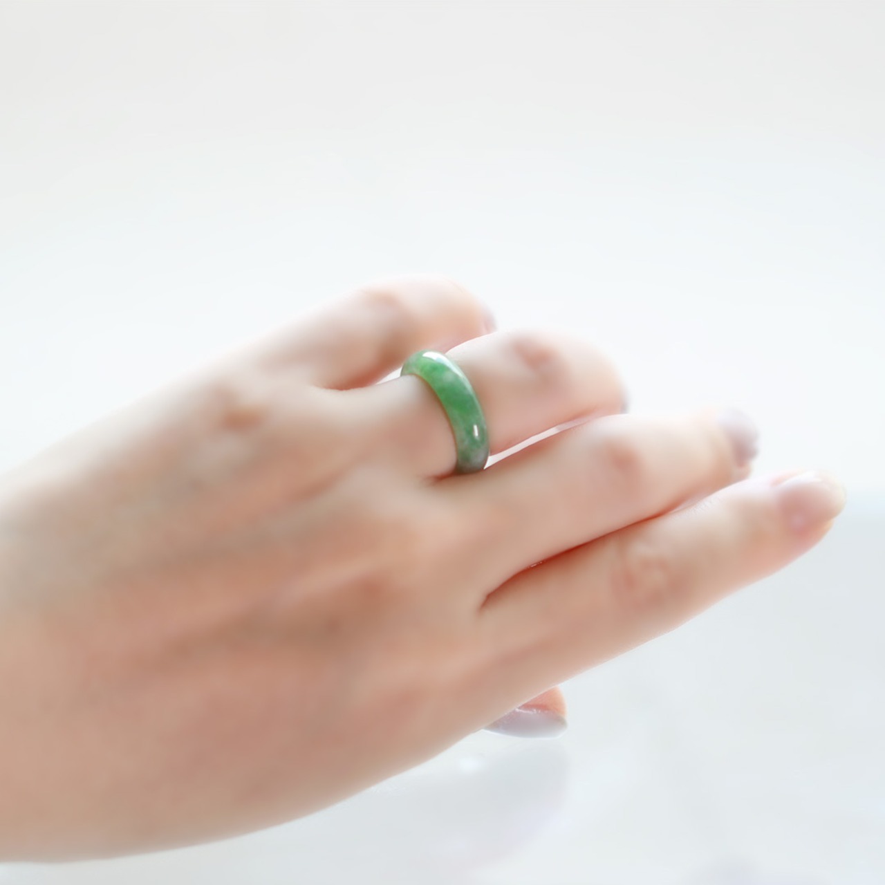 【10号】クリア＆グリーン 翡翠くりぬきリング A貨翡翠 jd_rg2101